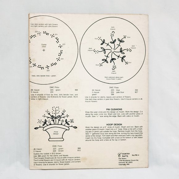 Mini Candlewicking Designs Country Crafts Leaflet 1982 Pat Waters Flowers - Picture 2 of 4